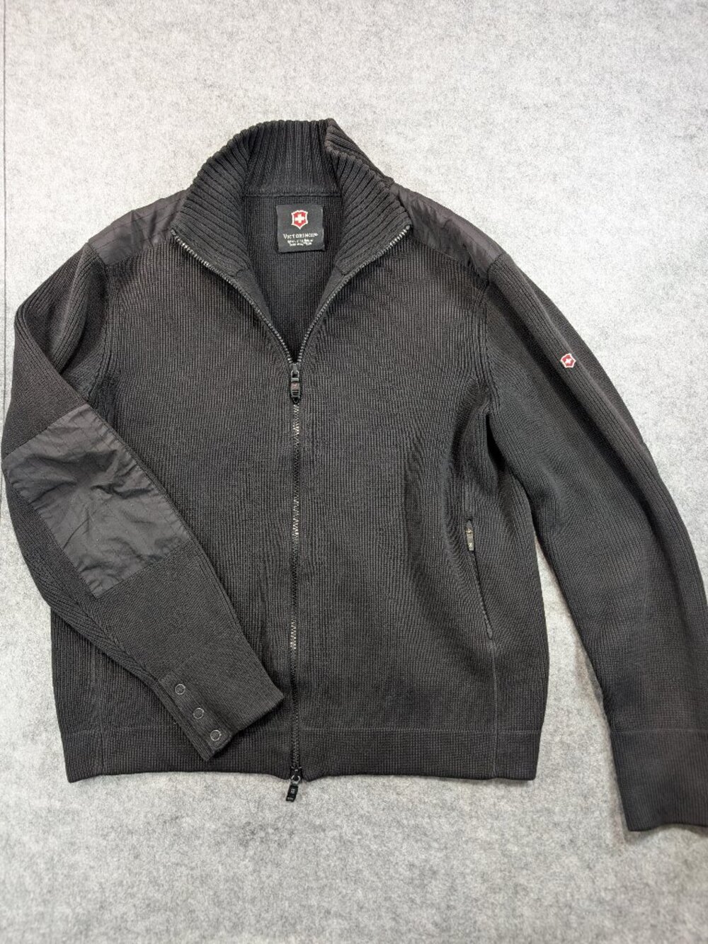 Victorinox Swiss Army Zip Up Sweater Jacket Nylon Tactical Army Black Large